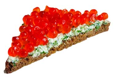 Бутерброд с творожным сыром и красной икрой: калорийность, рецепт, БЖУ
